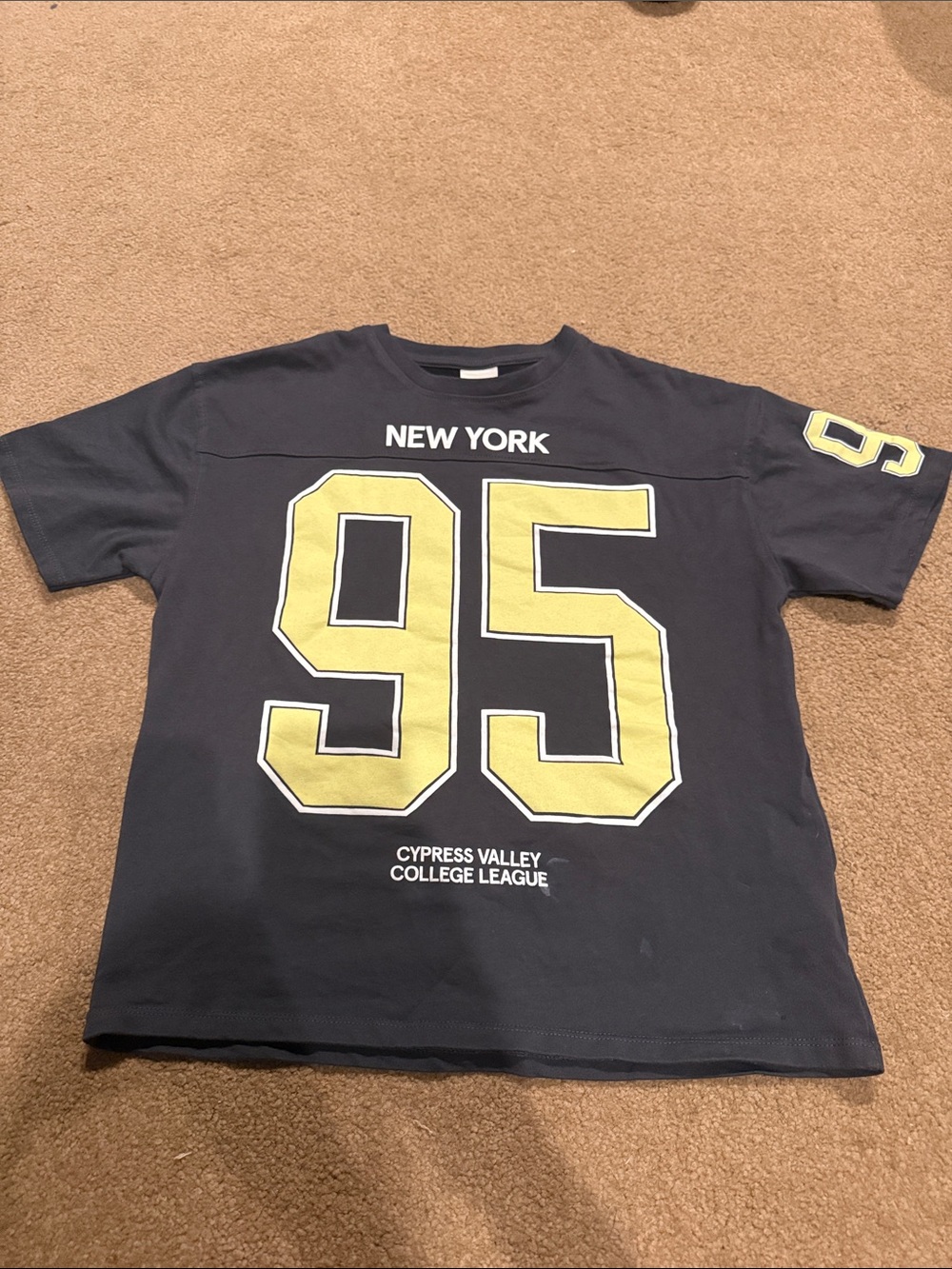 Zara Navy Tee with Yellow '95' Graphic